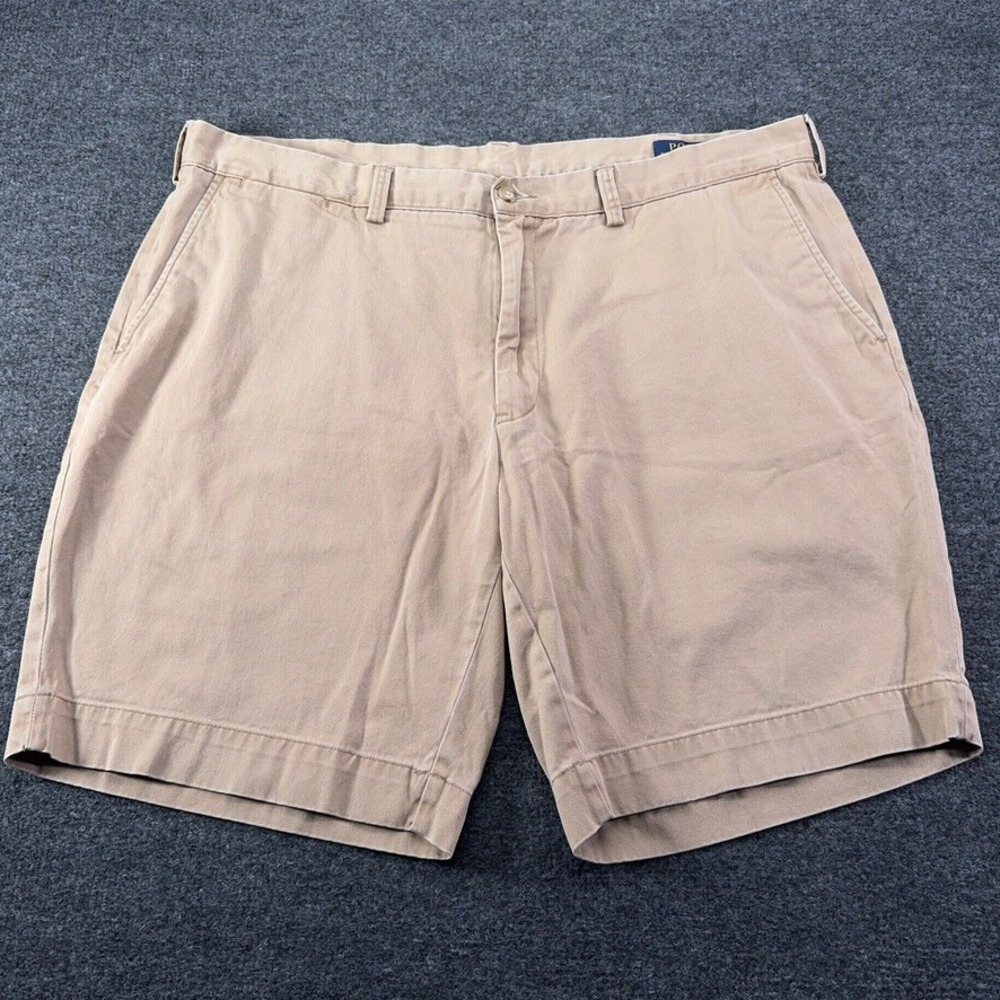 Polo Ralph Lauren Mens Classic Fit 9 Inch Chino Shorts Khaki Tan Size 40 Cotton - Picture 1 of 9